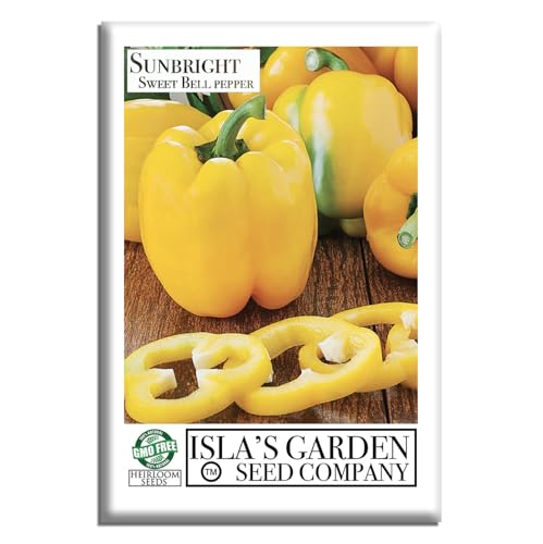 "Sunbright" Yellow Sweet Bell Pepper Seeds, 50+ Heirloom Seeds Per