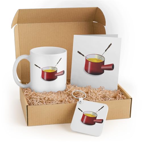 3dRose Fondue Lover Gift Set: Red Fondue Pot with Mug,