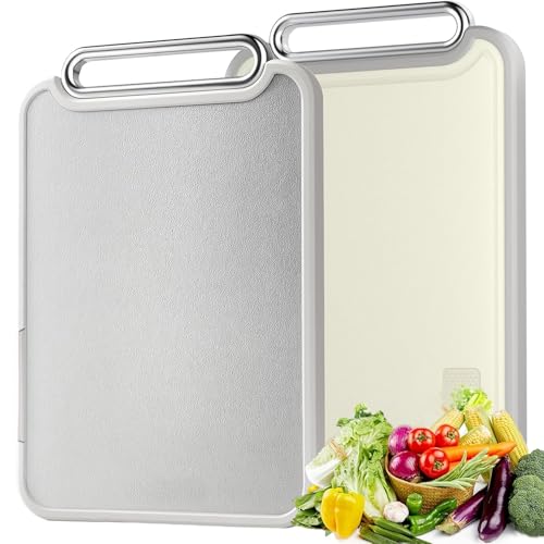 jjojcll Titanium Cutting Board Large Chopping Board Double Sided Steel Food Grade PP for Meat and Kitchen Non-Slip 39 * 27cm