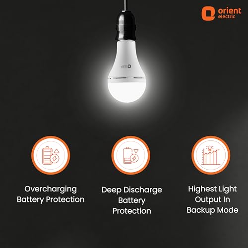 Image of Orient Electric 12W Rechargeable Emergency LED bulb| Inverter Bulb for home | Up to 4 kV surge protection| 6500K, Cool White, B22d base| Over charging Protection| Pack of 3