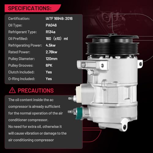 BDFHYK Air Conditioning A/C Compressor with Clutch Compatible with Dodge Journey 2009-2020, Avenger 2008-2011 2013-2014, Compatible with Chrysler 200 2011-2014, Sebring 2007-2010 2.4L