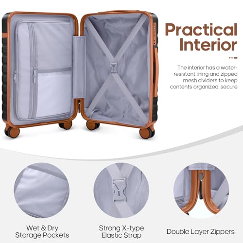 Luggage Sets 3 Piece, PC Hardside Carry on Suitcase with Spinner Wheel TSA Lock, Suitcase Set for Women Men - Image 3