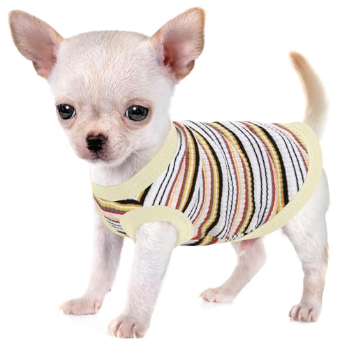 Image of Elevate Your Pet's Comfort and Fashion: Premium 100% Cotton Rib Dog Shirt Vest for Small Breeds Like Chihuahuas, Yorkies, and Puppies .Year-Round Style with Tank-Style Puppy Attire White XX-Large