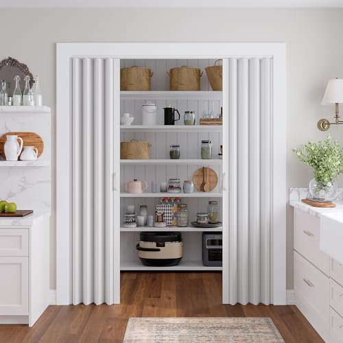 Image of SmartStandard 60x80in Double Accordion Doors Interior, Double Walled, White