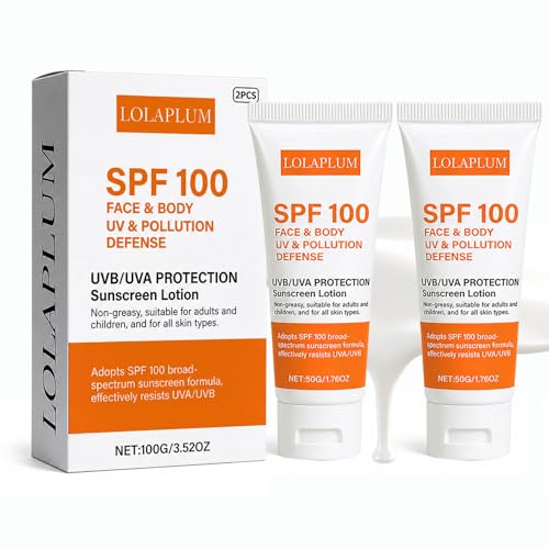 SPF 100 Face & Body Sunscreen Broad Spectrum Protection with Antioxidants Oil-Free & Non-Greasy Sun Screen Travel Size Sunblock Lightweight Daily Moisturizer for Sun Sensitive Skin 2 Pack AA
