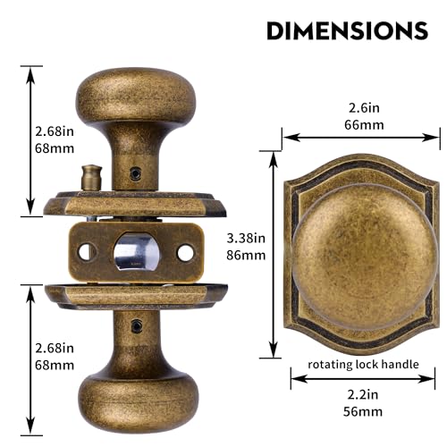 Newlaking Door Knobs Interior, Classic Decorative Antique Brass Privacy Door Knob Perfect for Bedroom or Bathroom Doors, Durable Stylish Hardware for Indoor Use- 1 Pack by Newlaking - Image 4