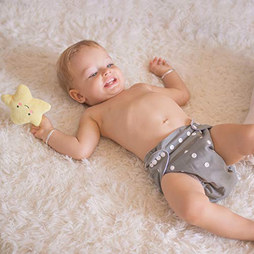 Alvababy Baby Cloth Diapers/Adjustable Washable Reusable/6 Pack With 12 Pcs 5-Layer Charcoal Bamboo Inserts 6Bm98-Ztn #TOP6