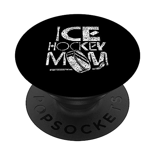 Ice Hockey Mom Hobby Player Coach Team PopSockets Swappable PopGrip, Black