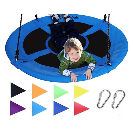 Saucer Tree Swing ,Giant 40 Inches with Carabiners and Flags, 700 lb Weight Capacity, Steel Frame, Waterproof, Easy to Install with Step by Step Instructions, Non-Stop Fun! (Blue)