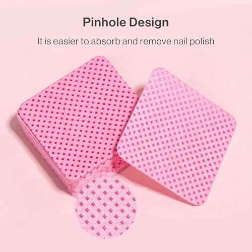 Image of MelodySusie 600Pcs Lint Free Nail Pink Wipes Super Absorbent Soft Non-Woven for Fingernail Polish Remover and Eyelash Extension Wipes for Nail Art