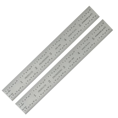 PEC Tools 6"/150mm Metal Ruler, Rigid, English & Metric Precision, 2 Pack