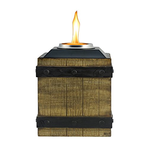TIKI Brand 7-Inch Clean Burn Fire Crate Resin Table Torch, Brown
