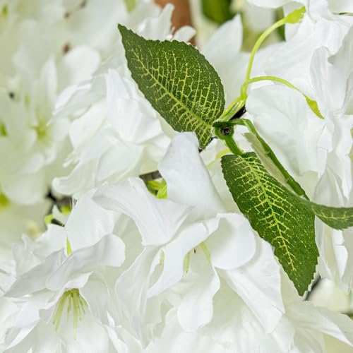 Künstliche Pflanze eines Kirschbaums mit 4 Stämmen aus PVC in Weiß, 180 x 30 x 30 cm