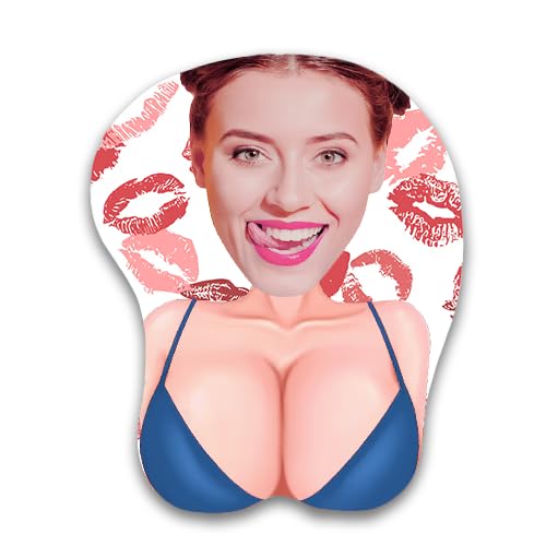 Face Funny & Naughty - Personalized Photo 3D Mouse Pad, Custom Face Sexy Body 3D Mouse Pads for Naughty Couple Funny Coworkers Troll, Adult Joke Gift for Couples & Coworker Trolls