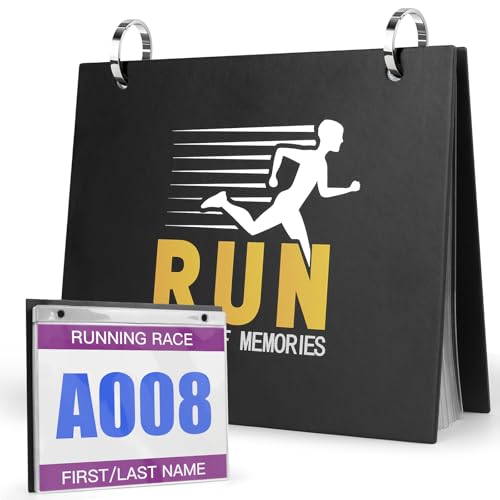 Race Bib Album 24 Vinyl Sleeves Display Holder With Cover for Marathon Running Race Numbers