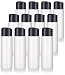 8 oz / 250 ml Professional Natural Clear Refillable Plastic Squeeze (BPA Free) Bottle with Wide Black Disc Cap Lid (12 pack) + Labels for Shampoo, Conditioner, Body Wash, Lotion, and more