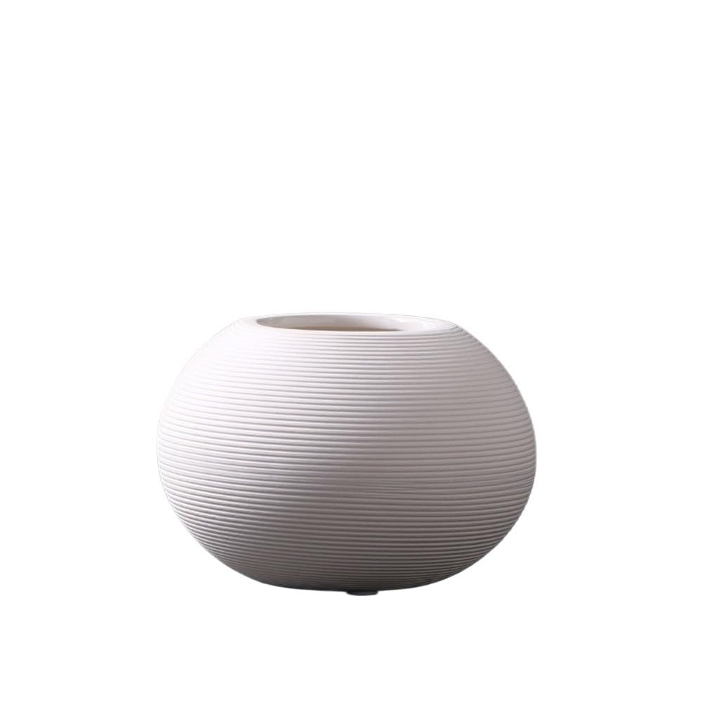 flower vase Small Round Vintage Ceramic Vase Pure White Flower Arrangement Desktop Decoration