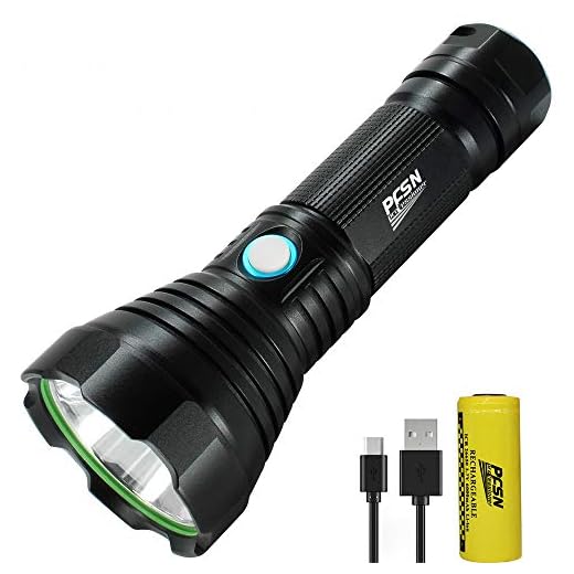 Powerful USB Rechargeable Flashlight 1000 Lumen LED Torch, Long Range Throwing, Waterproof Tactical Flash Light with 4 Modes Super Bright Best for Camping Hunting - Powered by 6000mAh 26650 Battery