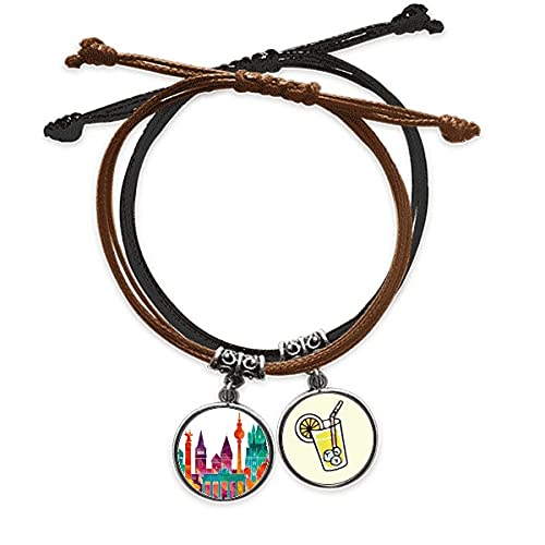 Bracelet corde architecture Allemagne en cuir véritable tissé main