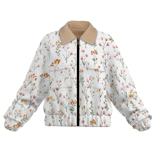 Chaqueta de forro polar para mujer con estampado de flores silvestres para senderismo y ocio 5
