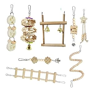 Vogelspeelgoed 8 stks/set Bird Parrot Toys Houten Hangende Swing Hangmat Climbing Ladders zitstokken voor kleine…