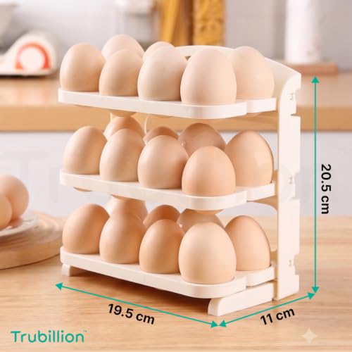 Image of EggFold Stackable 3 Tier Foldable Egg Tray, 24 Egg Storage, 8 Slots Per Layer, Space-Saving Organizer Basket Tray for Fridge Side Door, Tabletop & Cabinet, BPA-Free, Durable, Freezer Safe