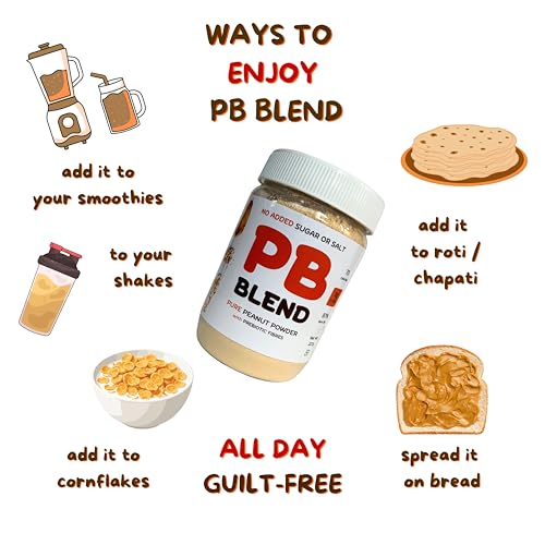 Image of PB Blend Pure Peanut Butter Powder 230gm, prepares 500gm spread, 100% Roasted Peanut Powder | 54g Protein, 9g Prebiotic Fibres & 87% Less Fat, No Added Sugar & Salt.