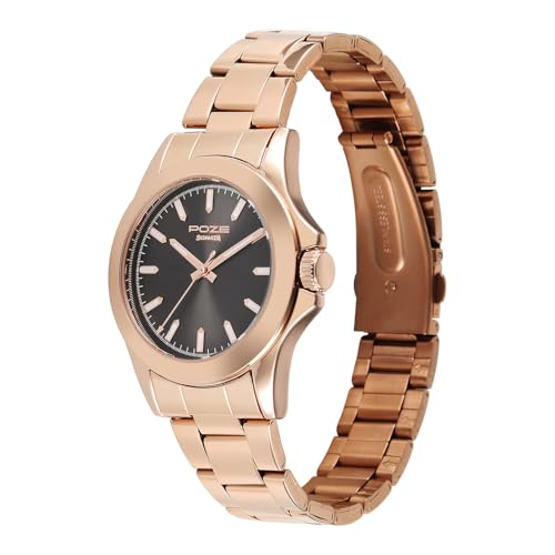 Image of Sonata Poze 8 Quartz Analog with Black Dial IP Rose Gold Stainless Steel Strap Watch for Men - SP70105WM01W