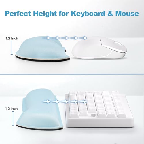 Image of Gimars Upgrade Enlarge Gel Memory Foam Set Keyboard Wrist Rest Pad, Mouse Wrist Cushion Support for Office, Computer, Laptop, Mac, Comfortable, Lightweight for Easy Typing Pain Relief,Sky Blue