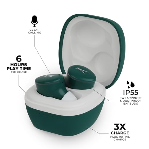 Image of Altec Lansing - NanoBuds 3.0 True Wireless Earbuds, Bluetooth Earphones with 6-Hour Battery, Charging Case, Touch Controls, Noise Cancelling Mic, IPX5 Water Resistant, Voice Assistant (Forest Green)
