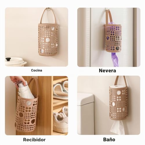 Miniatura 6 de Dispensador De Bolsas Colgantes, Almacenamiento De Bolsas, Toallas De Papel, Bolsas De Plástico, Soporte Para Bolsas De La Compra, Organizador De Bolsas De Basura Plegables De Malla Multifuncional