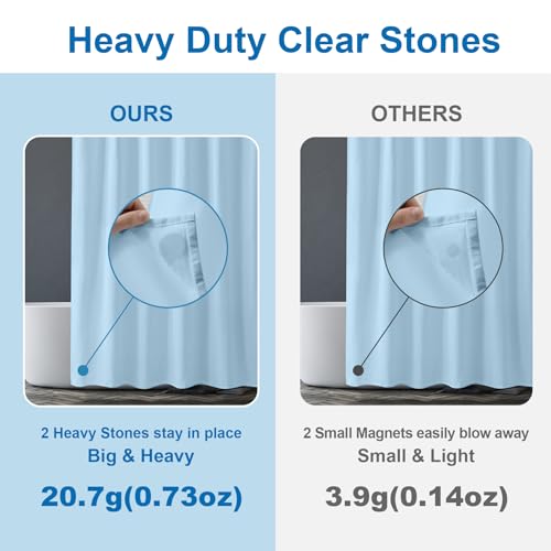Image of Amazer Baby Blue Shower Liner Cloth Waterproof, Soft Baby Blue Shower Curtain Liner Fabric with Weighted Stones, Washable Shower Curtain and Liner 2-in-1, 12 Grommet Holes, 72 x 72 Inches