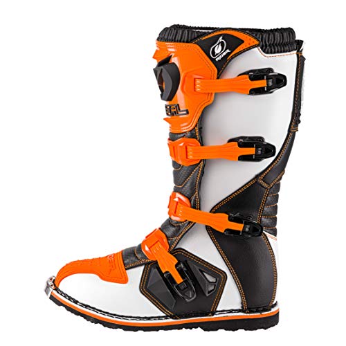 O'Neal | Botas de Motocross | Motocicleta de Enduro | Suela antideslizante para un máximo agarre, zona del talón ergonómica, forro perforado | Bota RMX EU | Adulto | Negro-Naranja | Talla 44