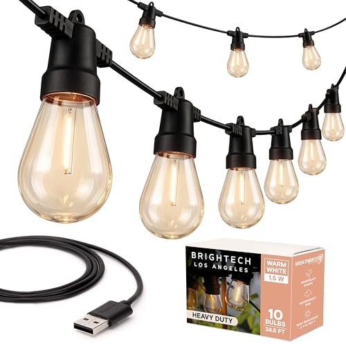 Brightech Ambience Pro USB Powered String Lights - 24 Ft Commercial Grade Waterproof String Lights...