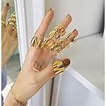 KeyStyle Bold Initial Letter Rings Adjustable, GoldChic Jewelry Women Gold Statement Ring Personalized Engraved Women’s Open Signet Ring for Party (Gold, White Gold, Black) - Image 2