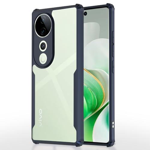 Image of Pikkme Crystal Clear Transparent Back | Ultra Hyrbid | Full Camera Protection | Raised Edge | Bumper Back Case for Vivo V40 5G / V40 Pro 5G / T3 Ultra 5G (Blue)
