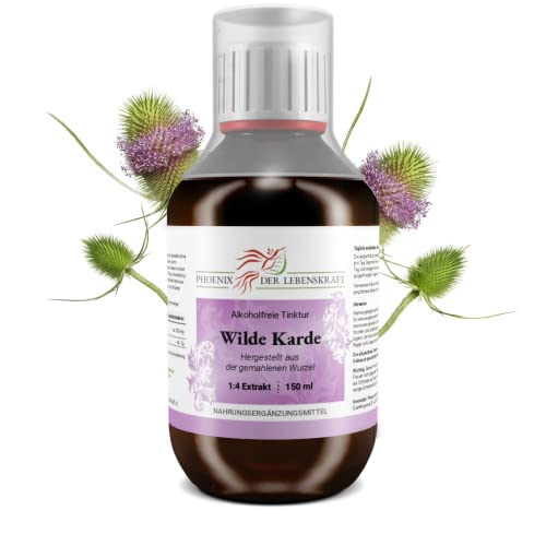 Wilde Karde Tinktur (alkoholfrei) - 150ml, Dipsacus fullonum Tropfen, 1:4 Extrakt, Top Premium Qualität, Hergestellt in Österreich, Vegan Cover