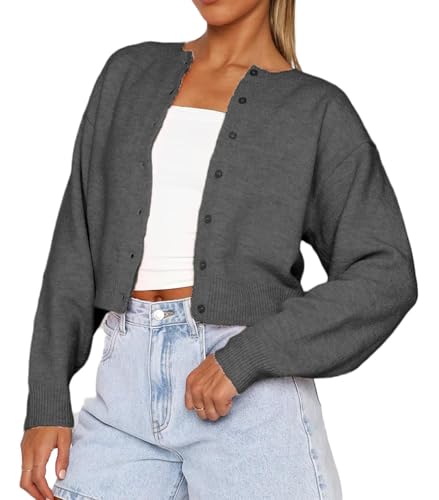 Image of Women's Cardigans Button Down Solid Color Knit Sweater Shirt Lady Lightweight Jackets Fall Winter Outfits