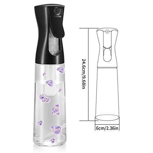 Foto von Haarsprühflasche 300 ML Wasserspray Sprühflaschen, Kontinuierlicher Wasserflaschens, Blumensprüher Haar Wasserspray, Wassernebel Spray Bottles für Garten Pflanzen Frisuren (Transparentes Schwarz)