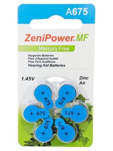 ZeniPower Mercury Free Hearing Aid Batteries Size 675 (60 Batteries)