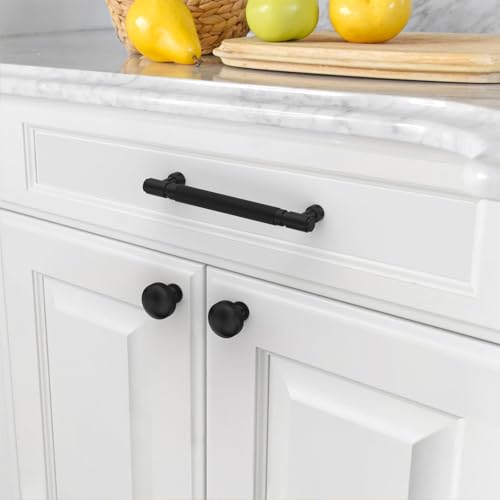 Asidrama 10 Pack 5 Inch(128mm) Matte Black Cabinet Pulls Knurled Kitchen Cabinet Handles, Cabinet Pull Kitchen Cabinet Hardware for Cupboard Drawer Pulls by Asidrama - Used condition - Image 3
