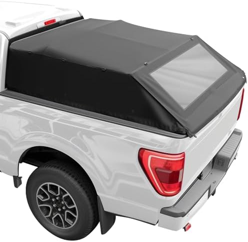 JOYTUTUS Foldable Truck Bed Soft Topper Compatible with F150 2015-2025 with 5.5ft Bed, Camper Shell Truck Top