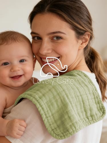 Image of Lovely Care 12 Pack Muslin Burp Cloths 100% Cotton Muslin Cloths Large 20''x10'' Extra Soft and Absorbent Baby Burping Cloth - Rust and Teal Mix