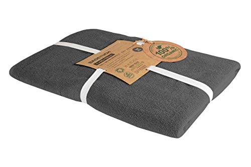 BLUE MOON Organic Hand Towels Hand Towel Set Made of 100% Natural Organic Cotton Zero Waste, Sustainable & Plastic- Soft, Quick Drying & Machine Washable Anthracite, 90 x 180 cm