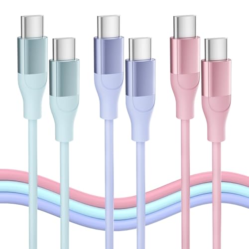 USB C to USB C Cable, 3 Pack Macaron Color, 60W PD Fast Charging,...