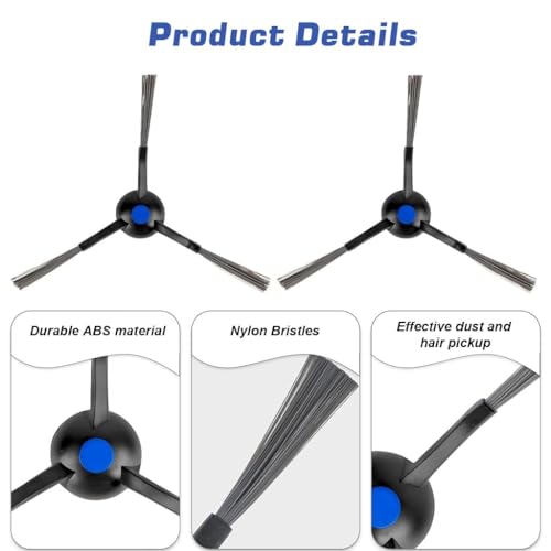 Image of 2-Pack Side Brush Compatible with Ecovacs Deebot N30 N30 Plus N30 Pro Omni, Replacement Side Brushes, Durable Nylon Bristles Edge Cleaning Brushes for Robotic Vacuum Cleaner Accessories (ED N30 SB2)