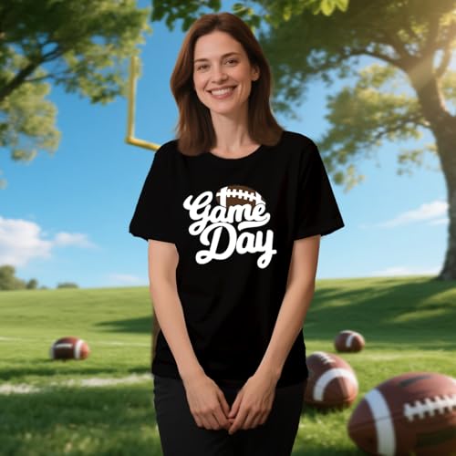 Womens Game Day Shirt Football Sunday Funday T-Shirt Football Season Rugby Mom Tee2