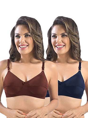 Image of SONARI Womens Cotton Everyday Bra | Non Padded, Wire Free, Comfortable Bra with Seamed Cups | Medium Coverage, Hook and Eye Closure for Everyday Wear | Adjustable Strap for a Customized Fit - Loreal