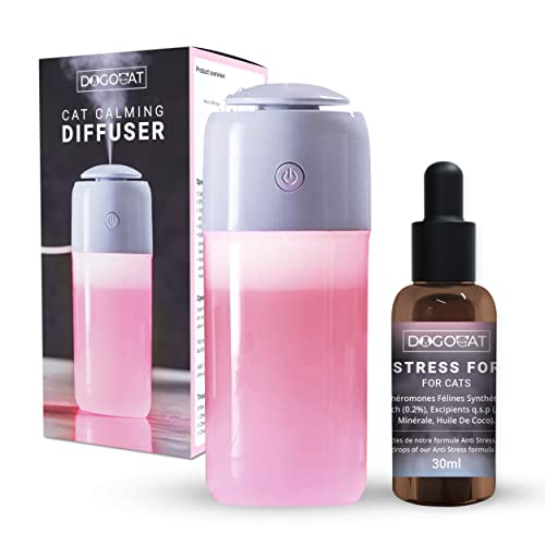 DOGOCAT - Difusor antiestrés para gatos, kit de relajación de 60 días, fórmula de alta eficiencia, con extractos de flores de Bach y feromona felina sintética, para problemas de comportamiento