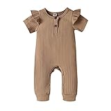 Baby Girl Clothing 3-6 Months Short Sleeve Onesies Ruffled Ribbed Knitted Jumpsuit Bodysuit Summer...